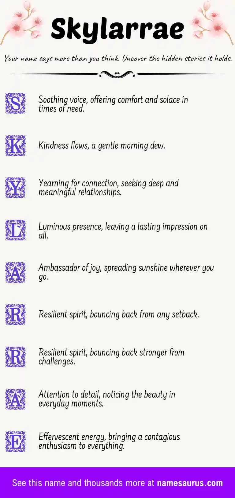 Acrostic poem about Skylarrae.
