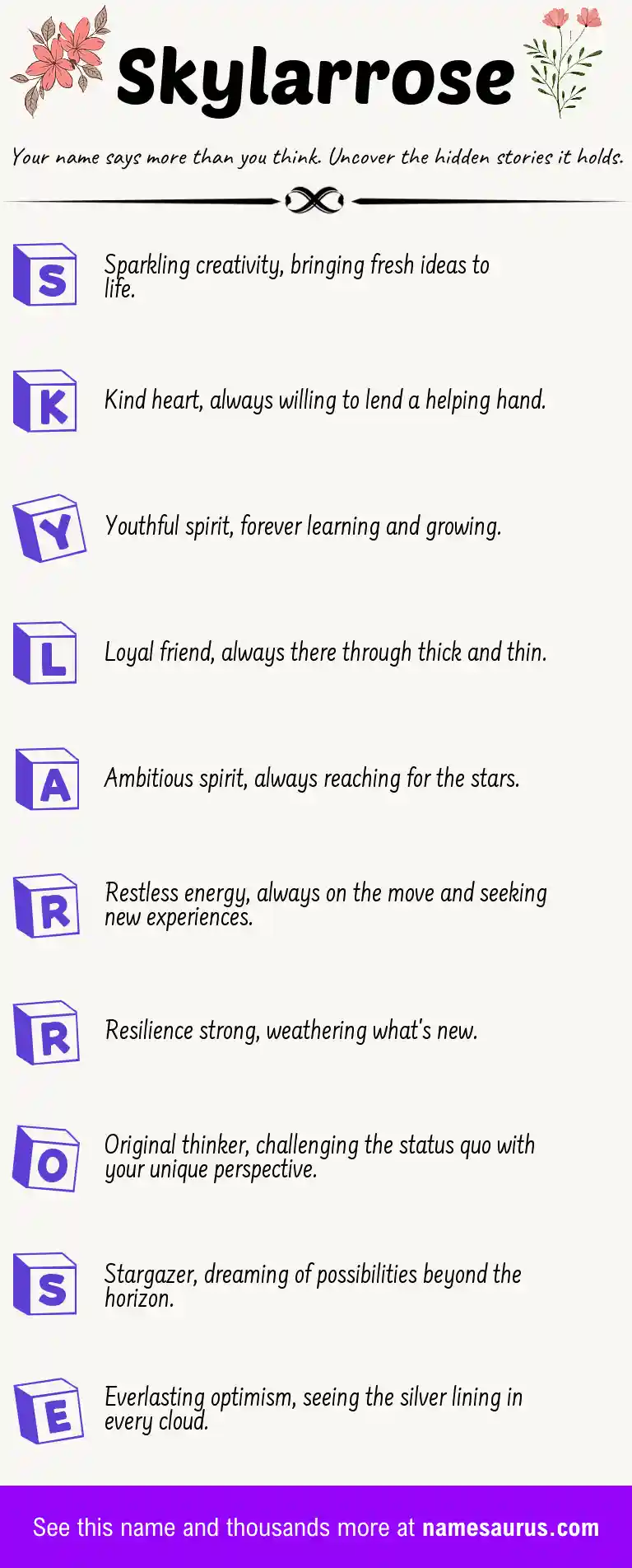 Acrostic poem about Skylarrose.