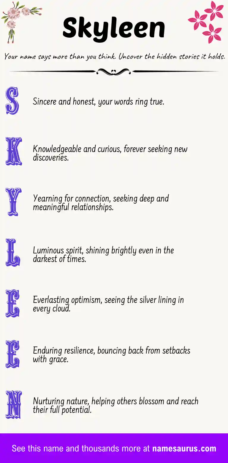 Acrostic poem about Skyleen.