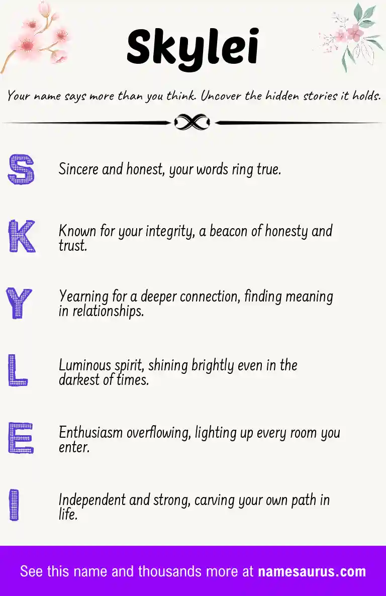 Acrostic poem about Skylei.