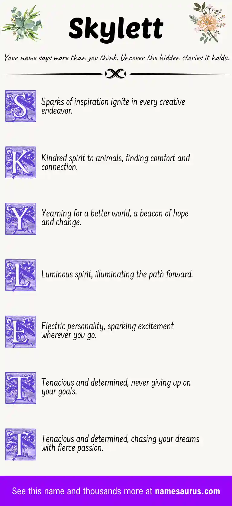 Acrostic poem about Skylett.