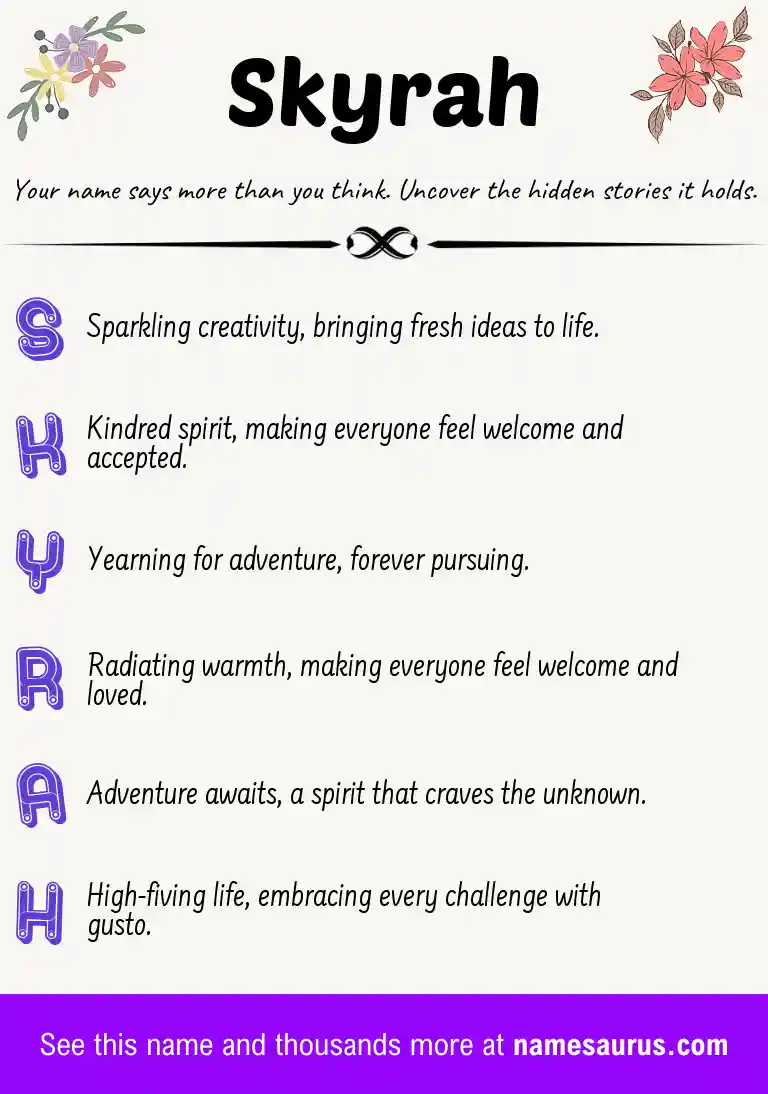 Acrostic poem about Skyrah.