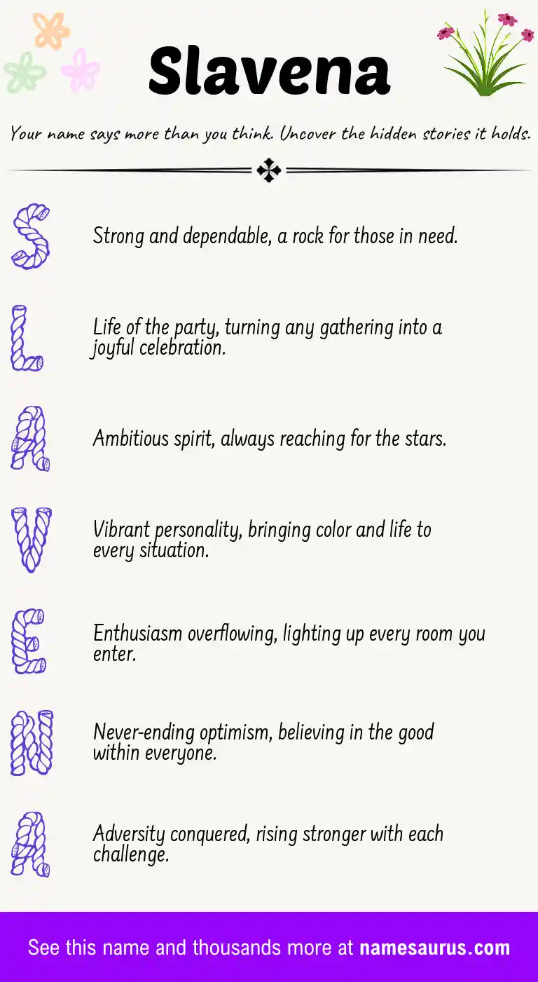 Acrostic poem about Slavena.