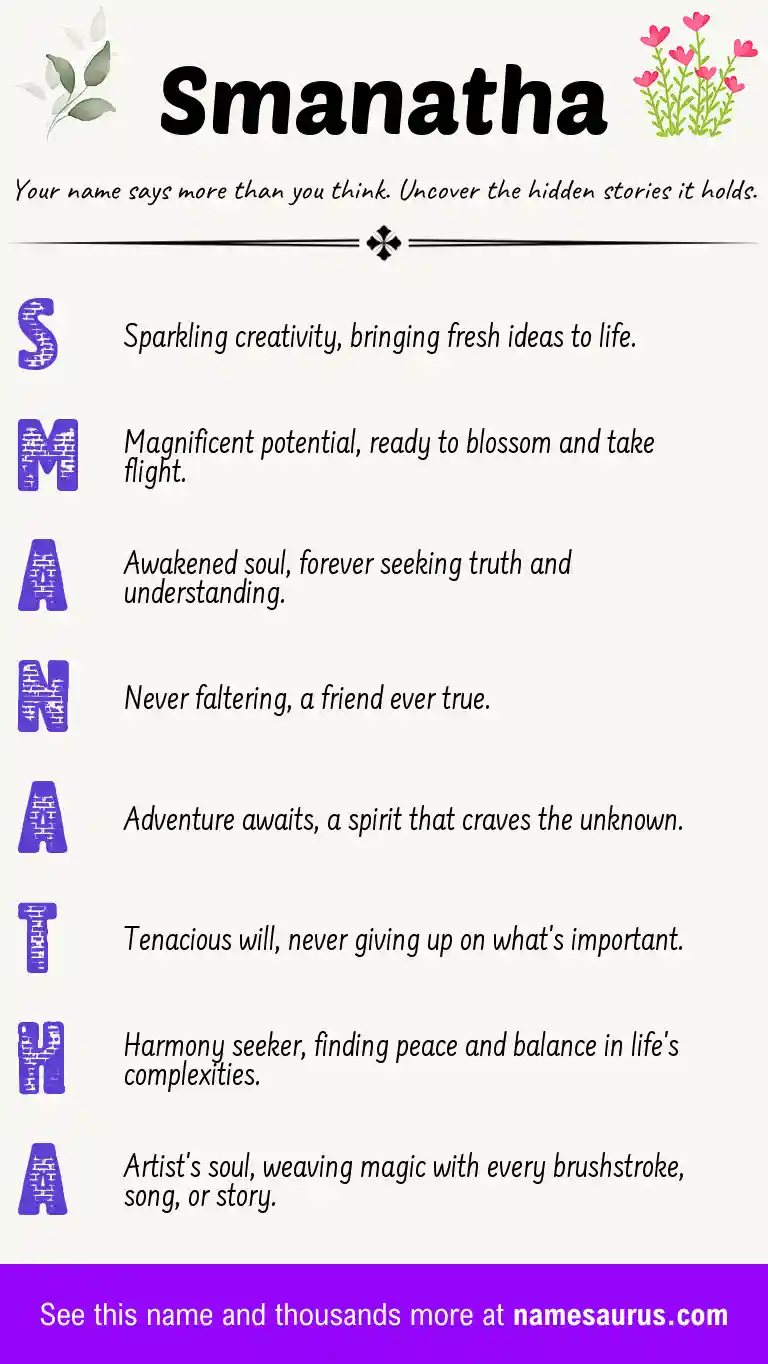 Acrostic poem about Smanatha.