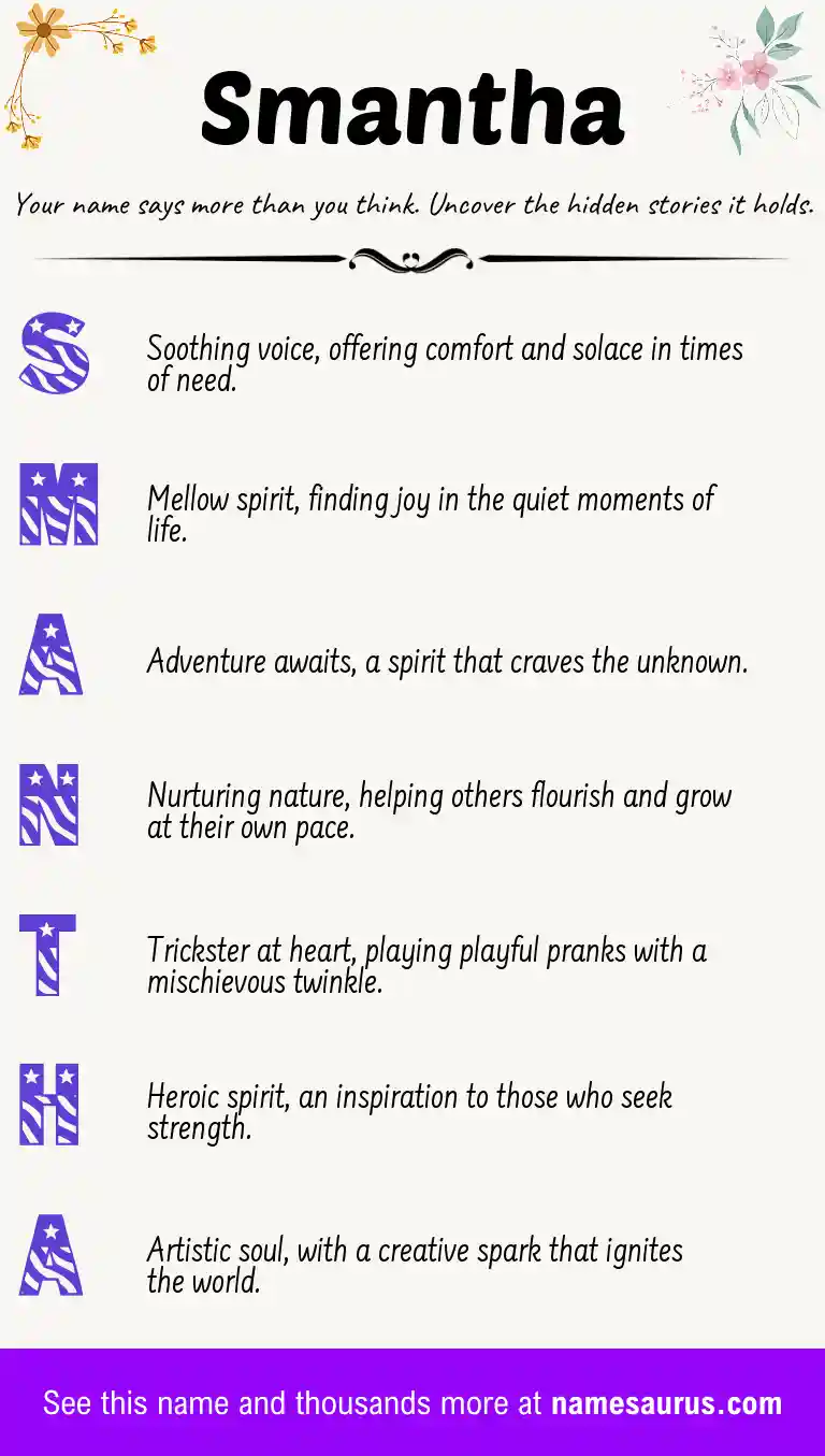 Acrostic poem about Smantha.