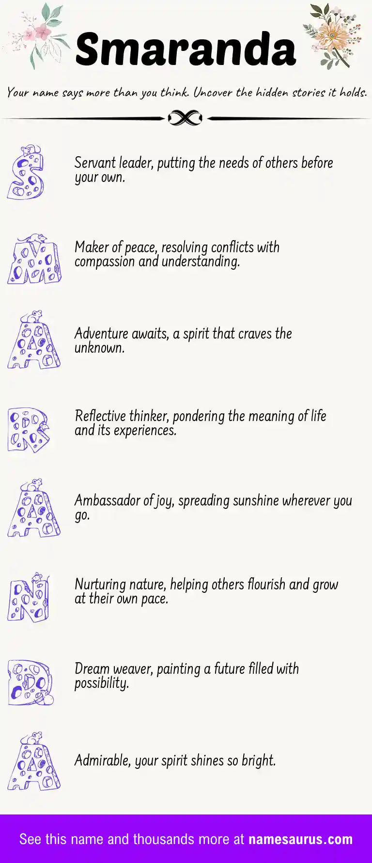 Acrostic poem about Smaranda.