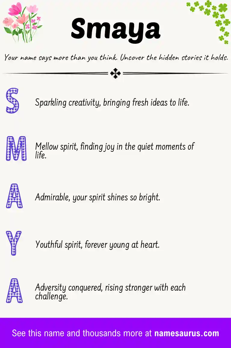 Acrostic poem about Smaya.