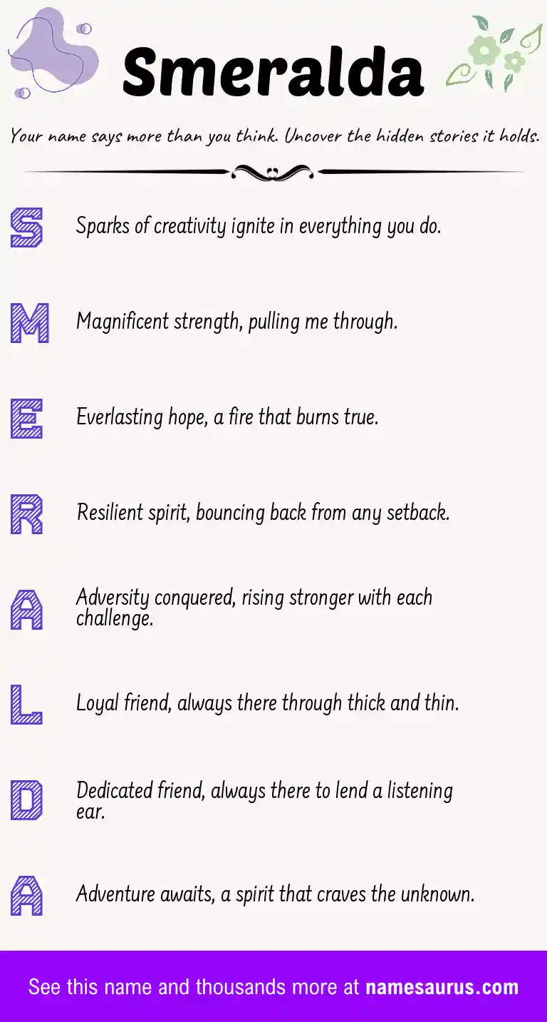 Acrostic poem about Smeralda.