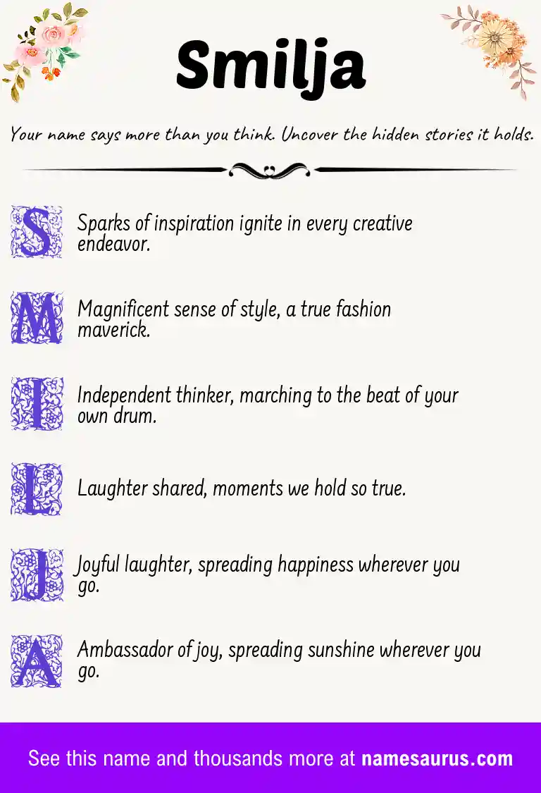 Acrostic poem about Smilja.