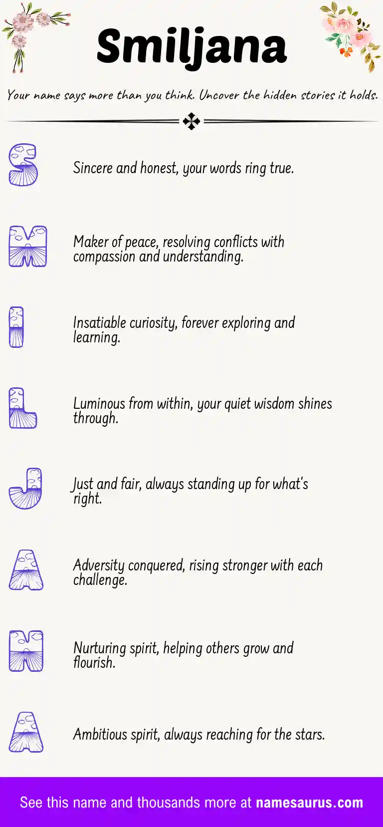 Acrostic poem about Smiljana.