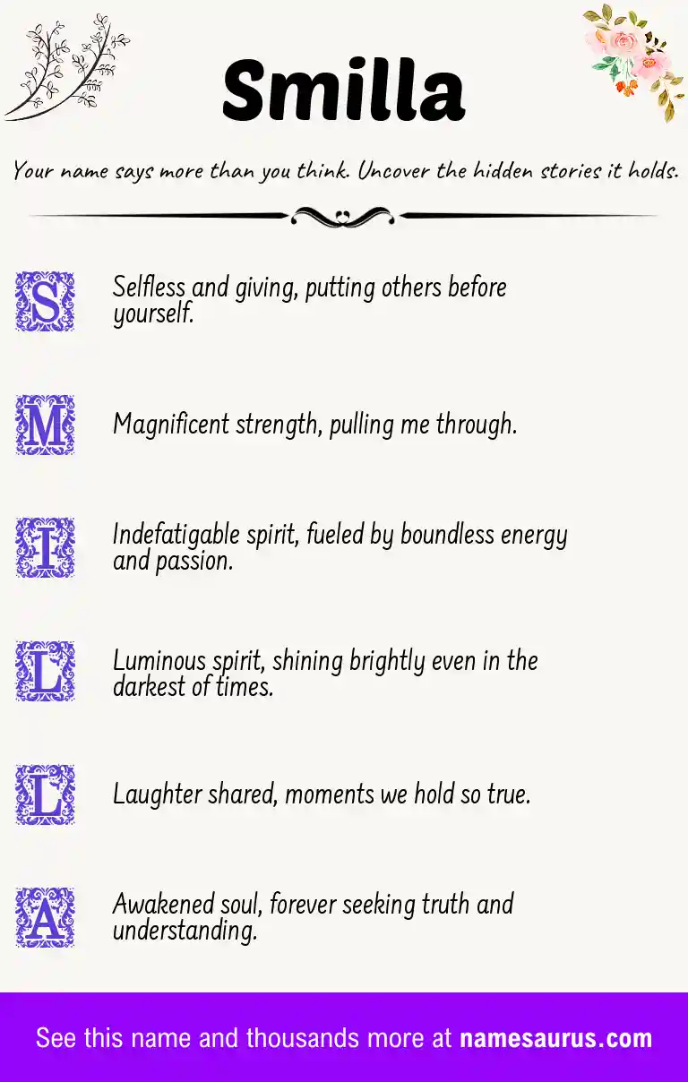 Acrostic poem about Smilla.