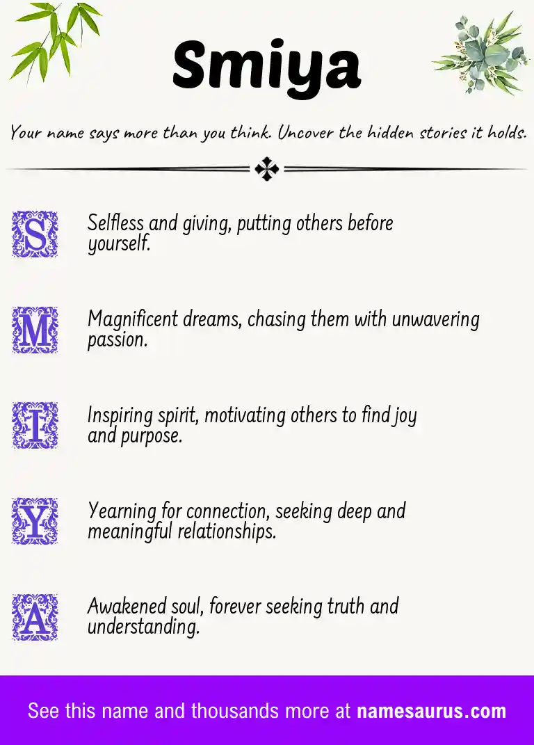 Acrostic poem about Smiya.