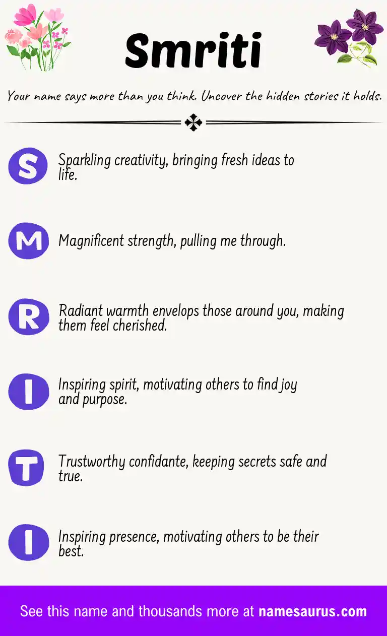 Acrostic poem about Smriti.