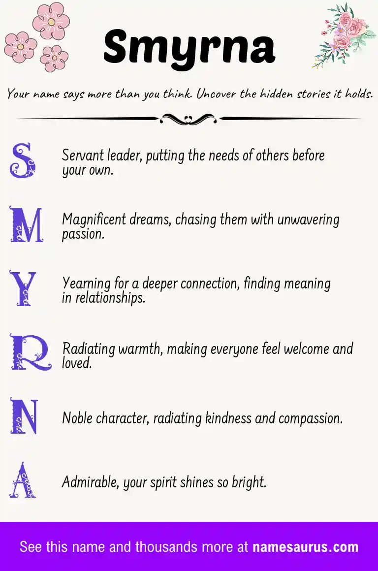 Acrostic poem about Smyrna.