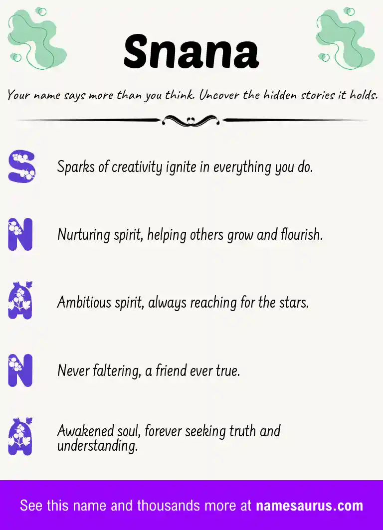 Acrostic poem about Snana.