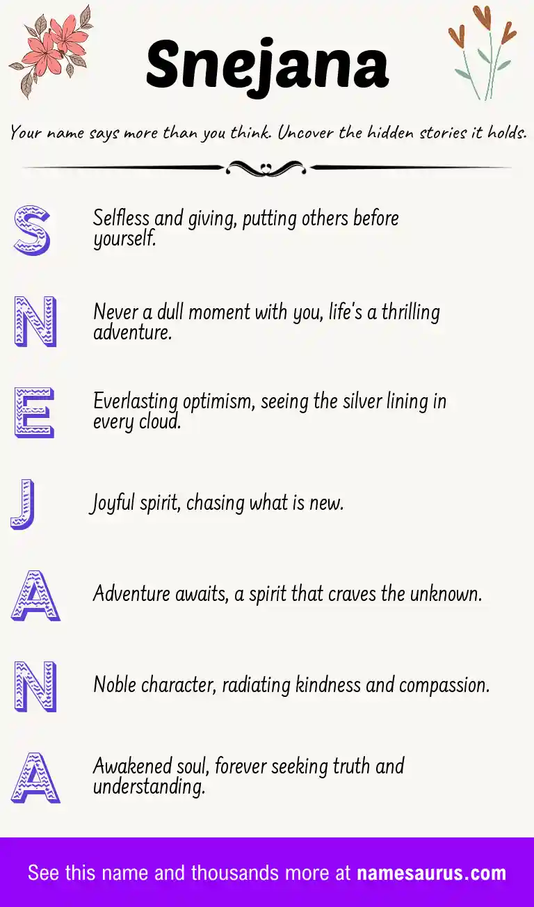 Acrostic poem about Snejana.
