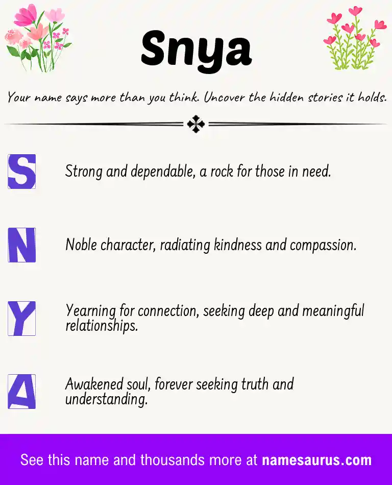 Acrostic poem about Snya.