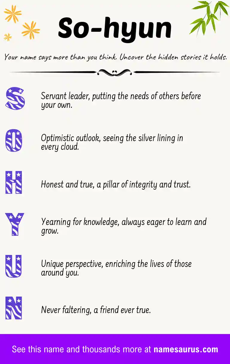 Acrostic poem about So-hyun.