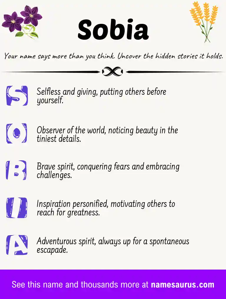 Acrostic poem about Sobia.