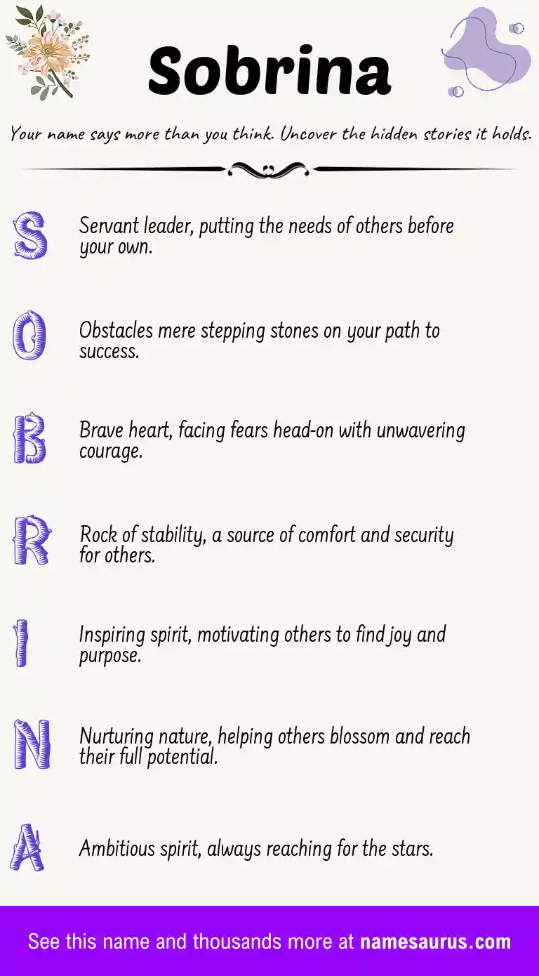 Acrostic poem about Sobrina.