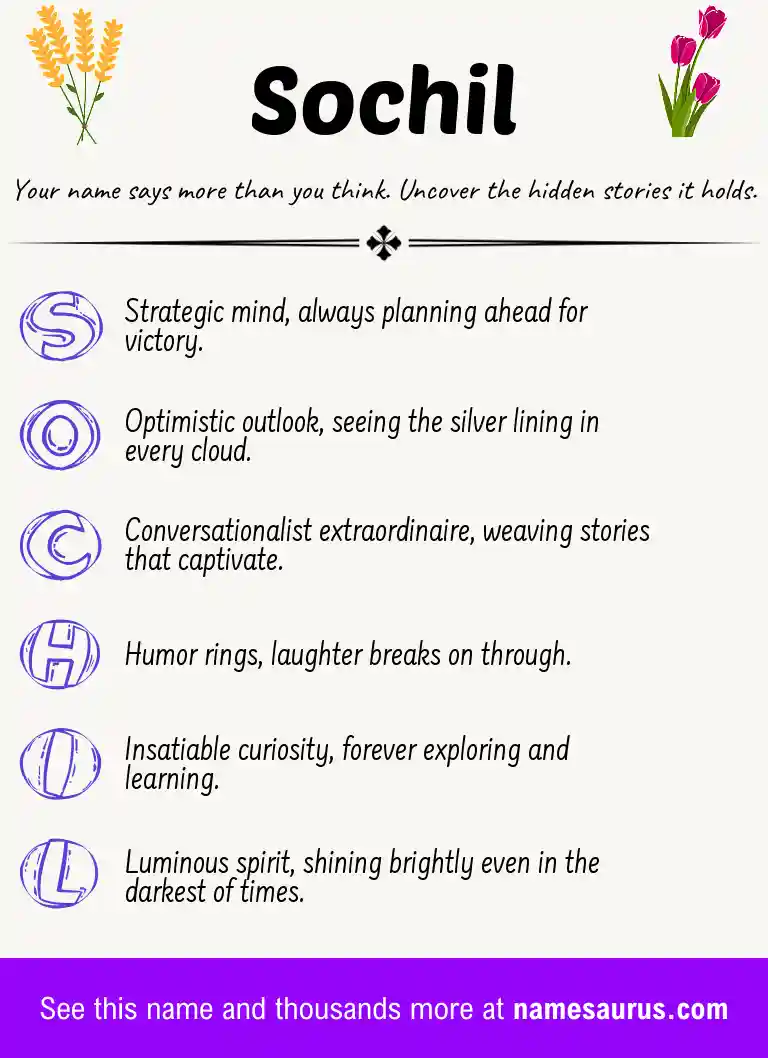 Acrostic poem about Sochil.