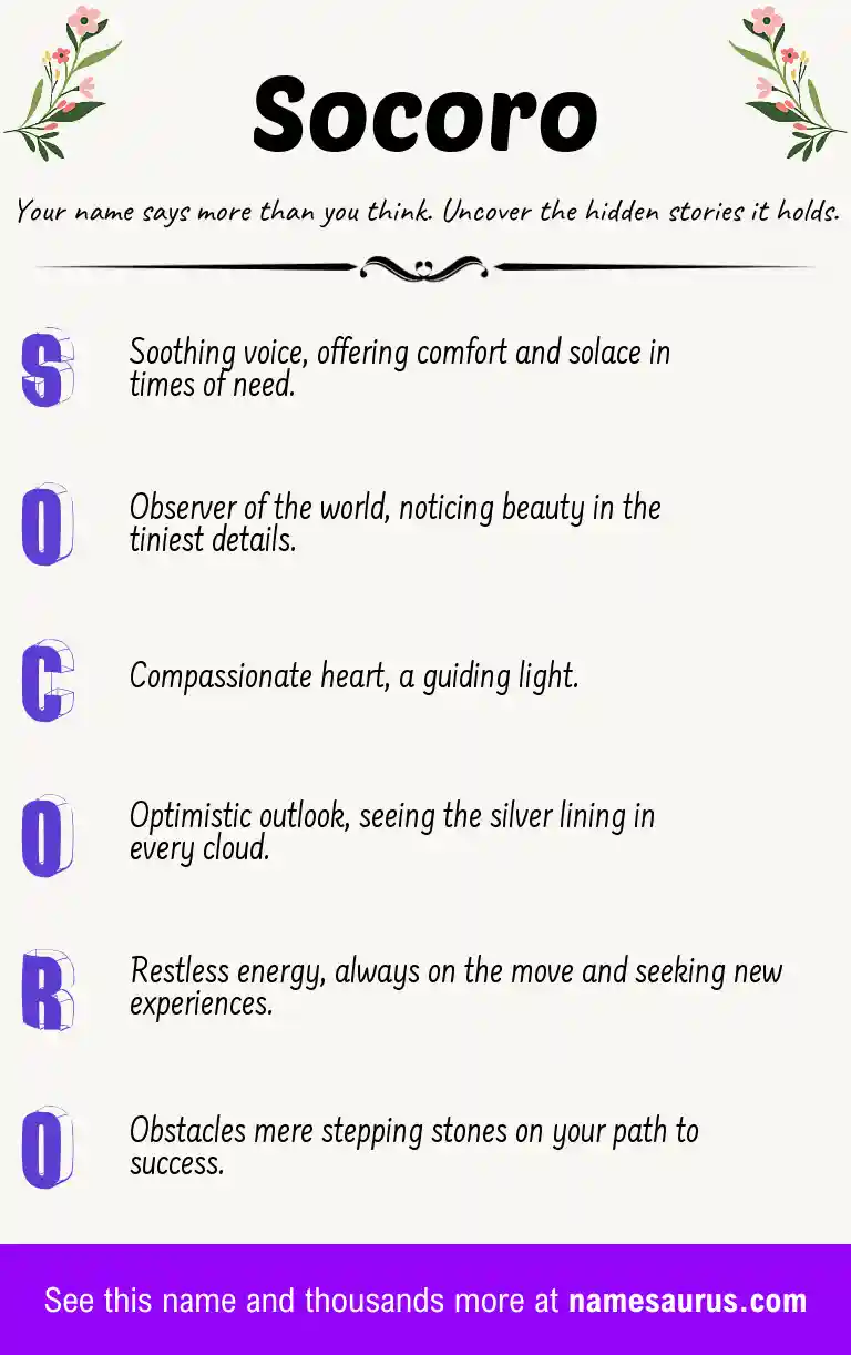 Acrostic poem about Socoro.