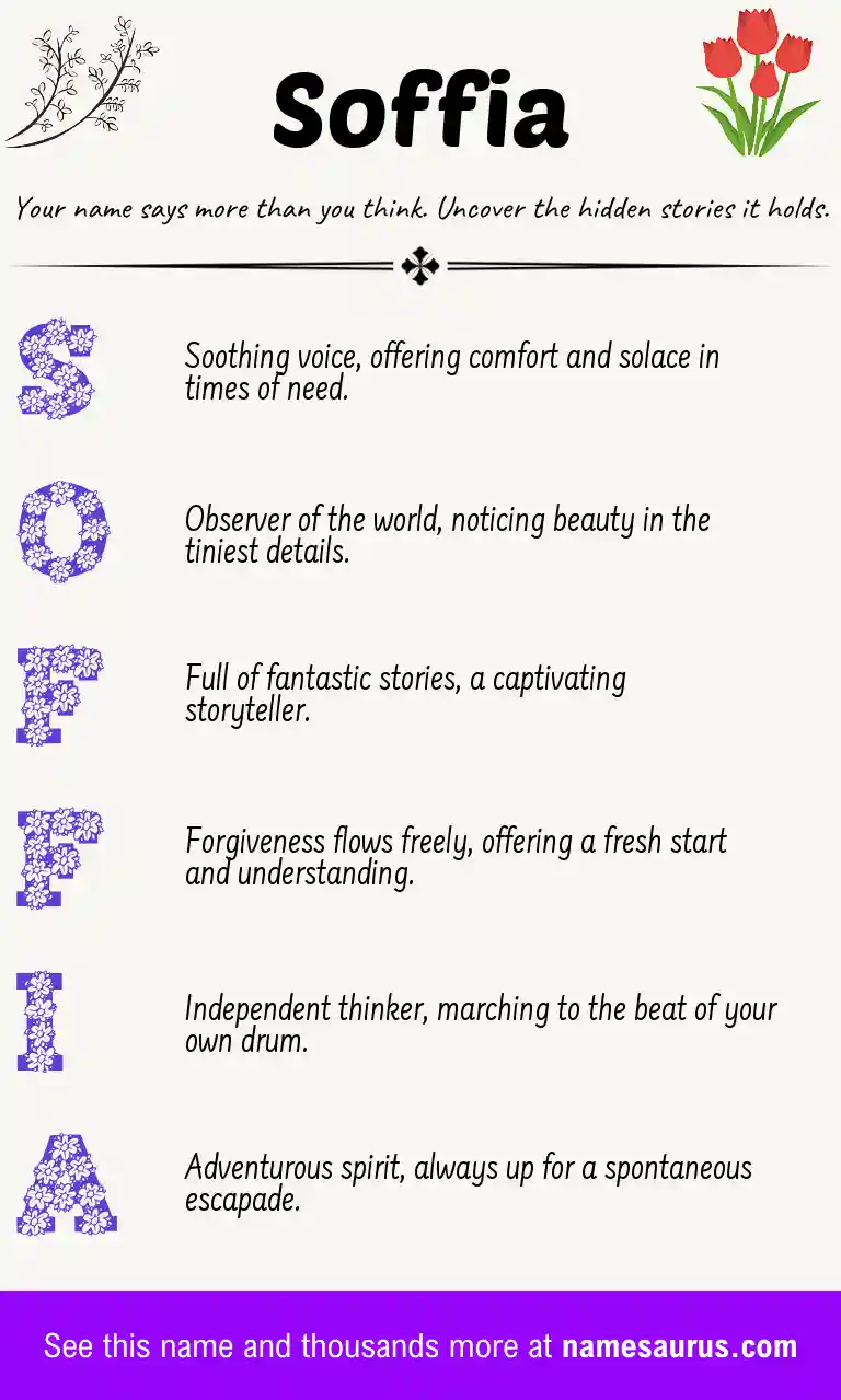 Acrostic poem about Soffia.
