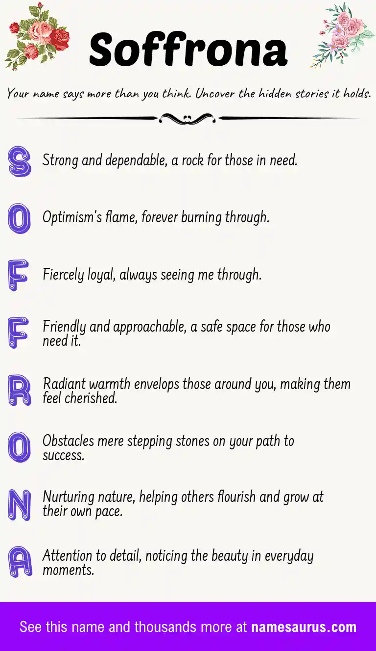 Acrostic poem about Soffrona.