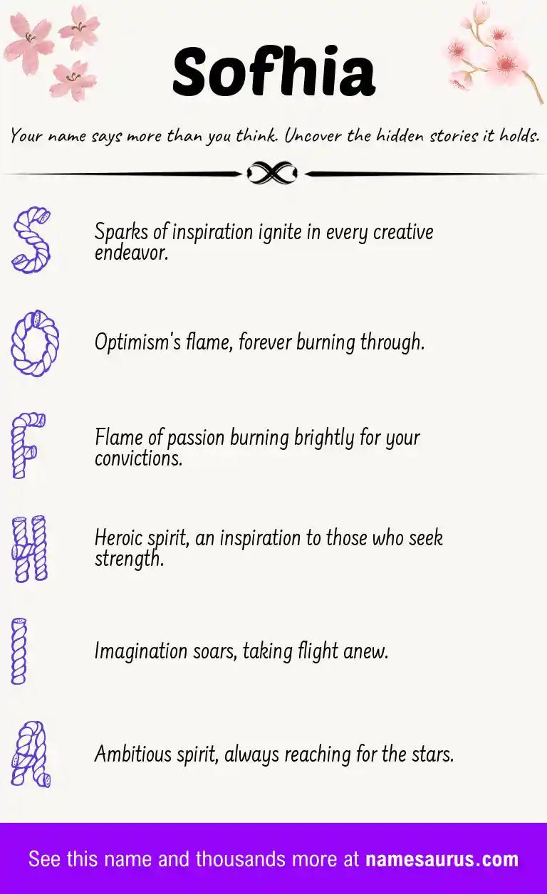 Acrostic poem about Sofhia.