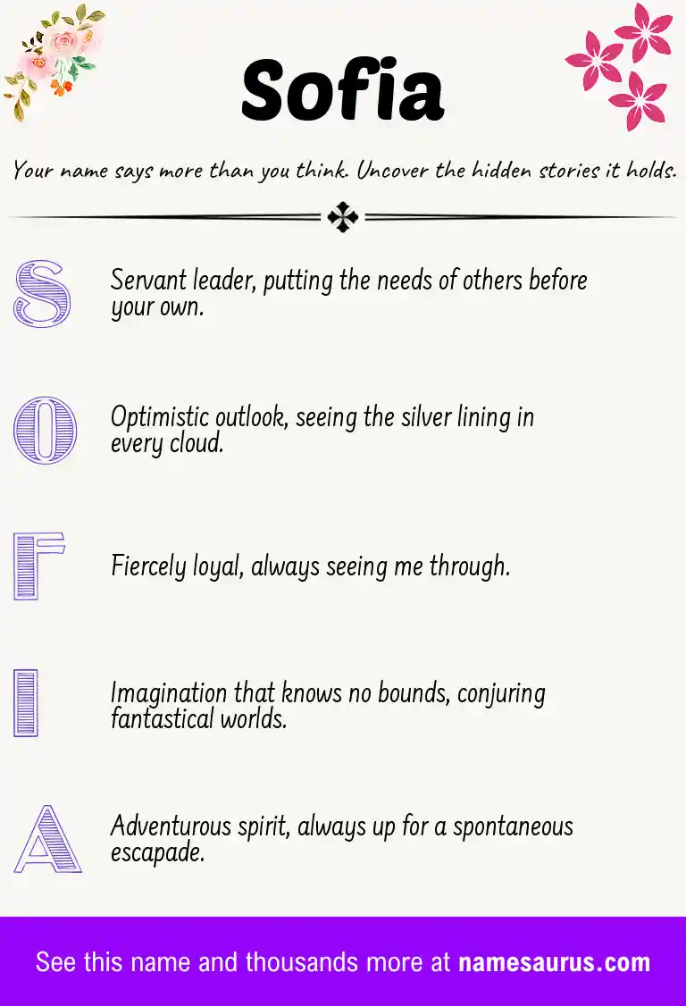 Acrostic poem about Sofia.