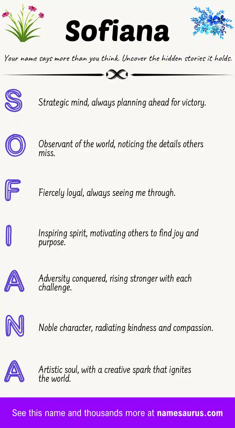 Acrostic poem about Sofiana.