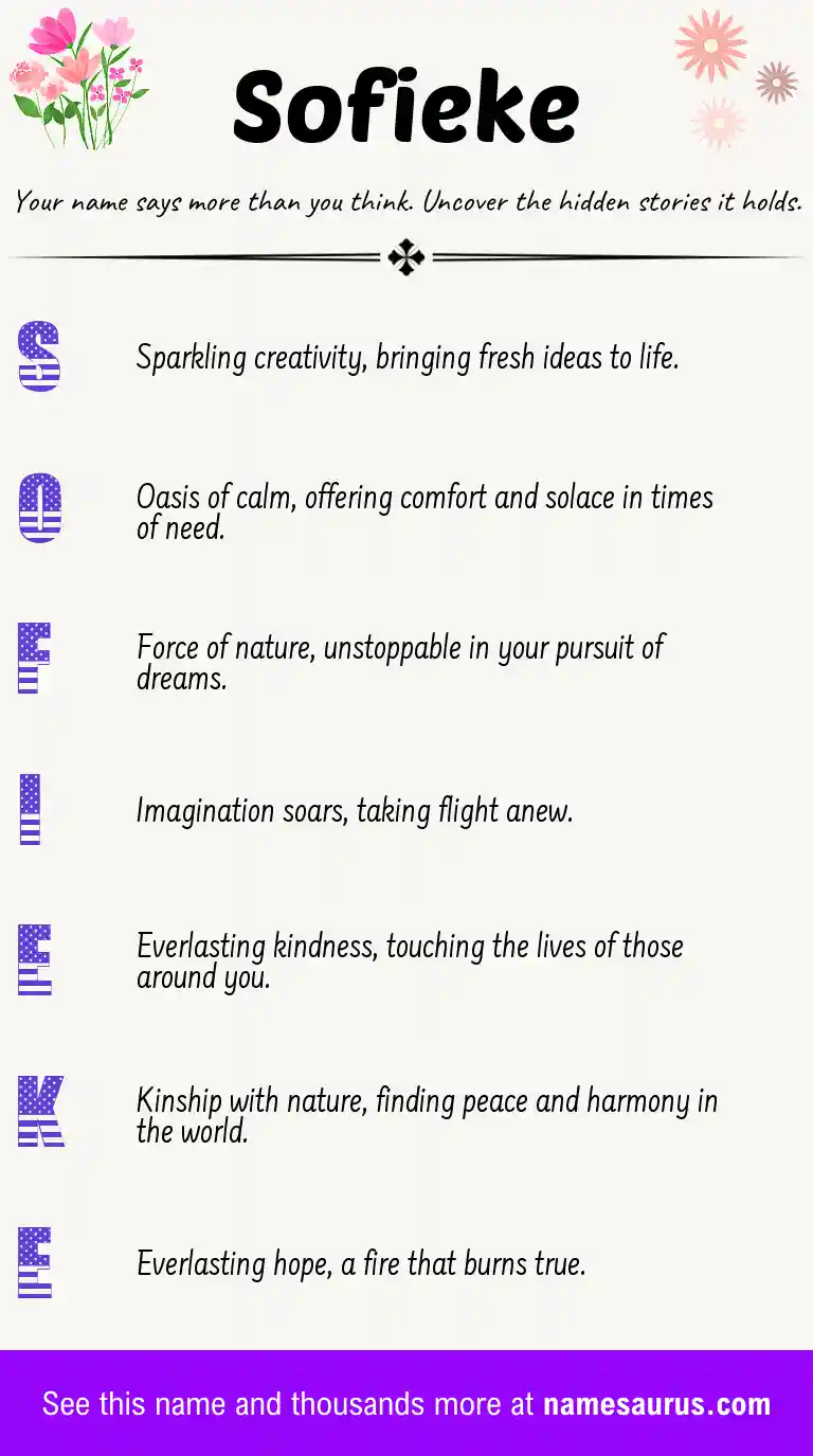 Acrostic poem about Sofieke.