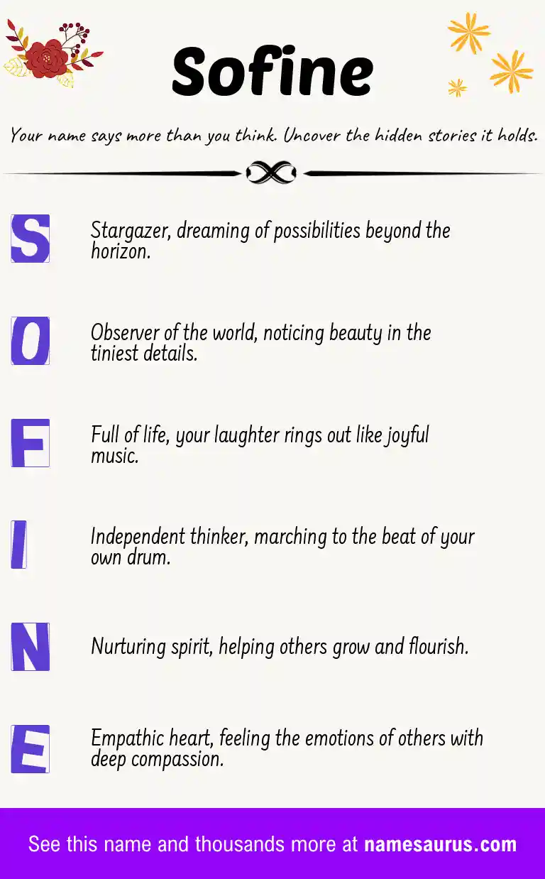 Acrostic poem about Sofine.