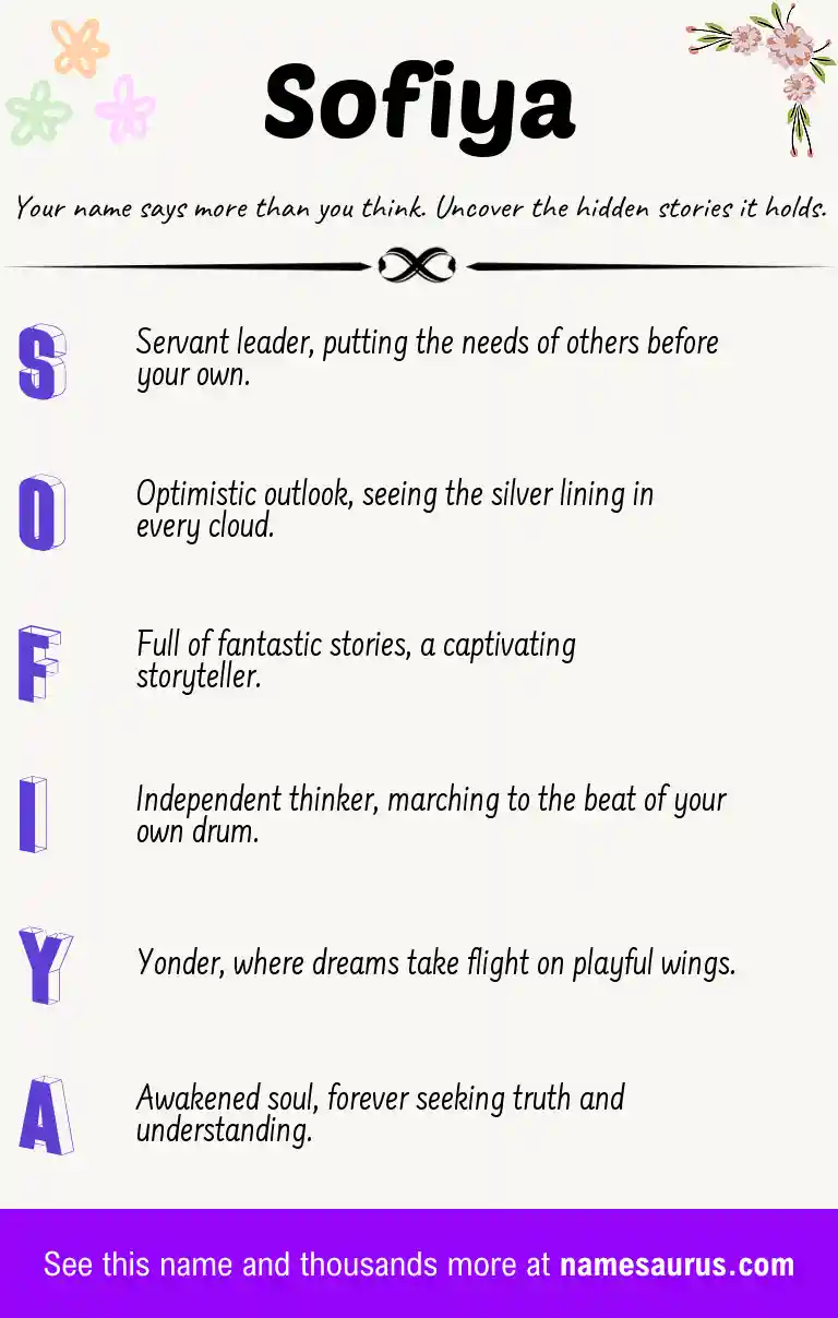 Acrostic poem about Sofiya.