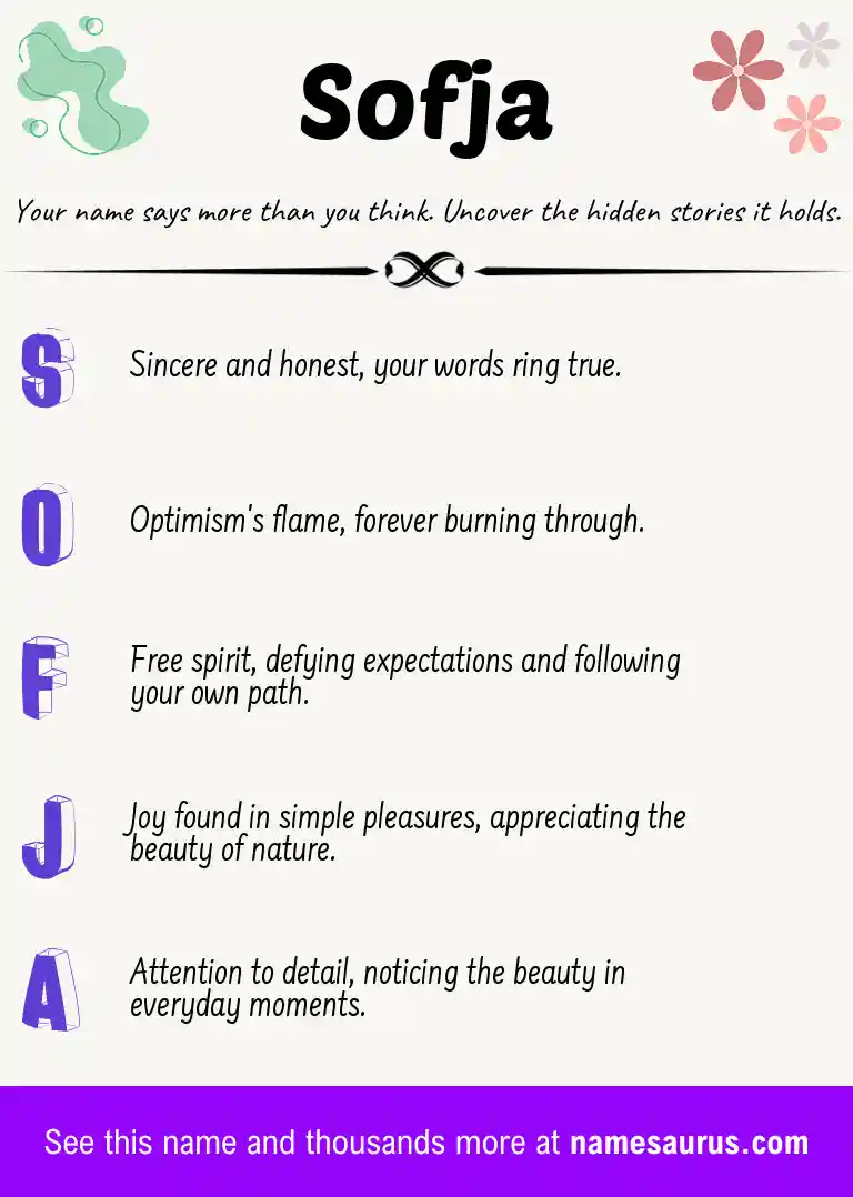 Acrostic poem about Sofja.