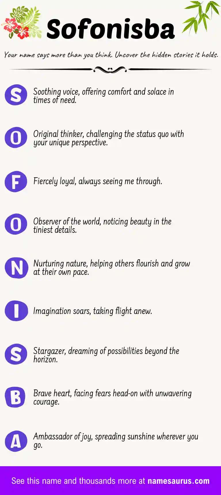 Acrostic poem about Sofonisba.