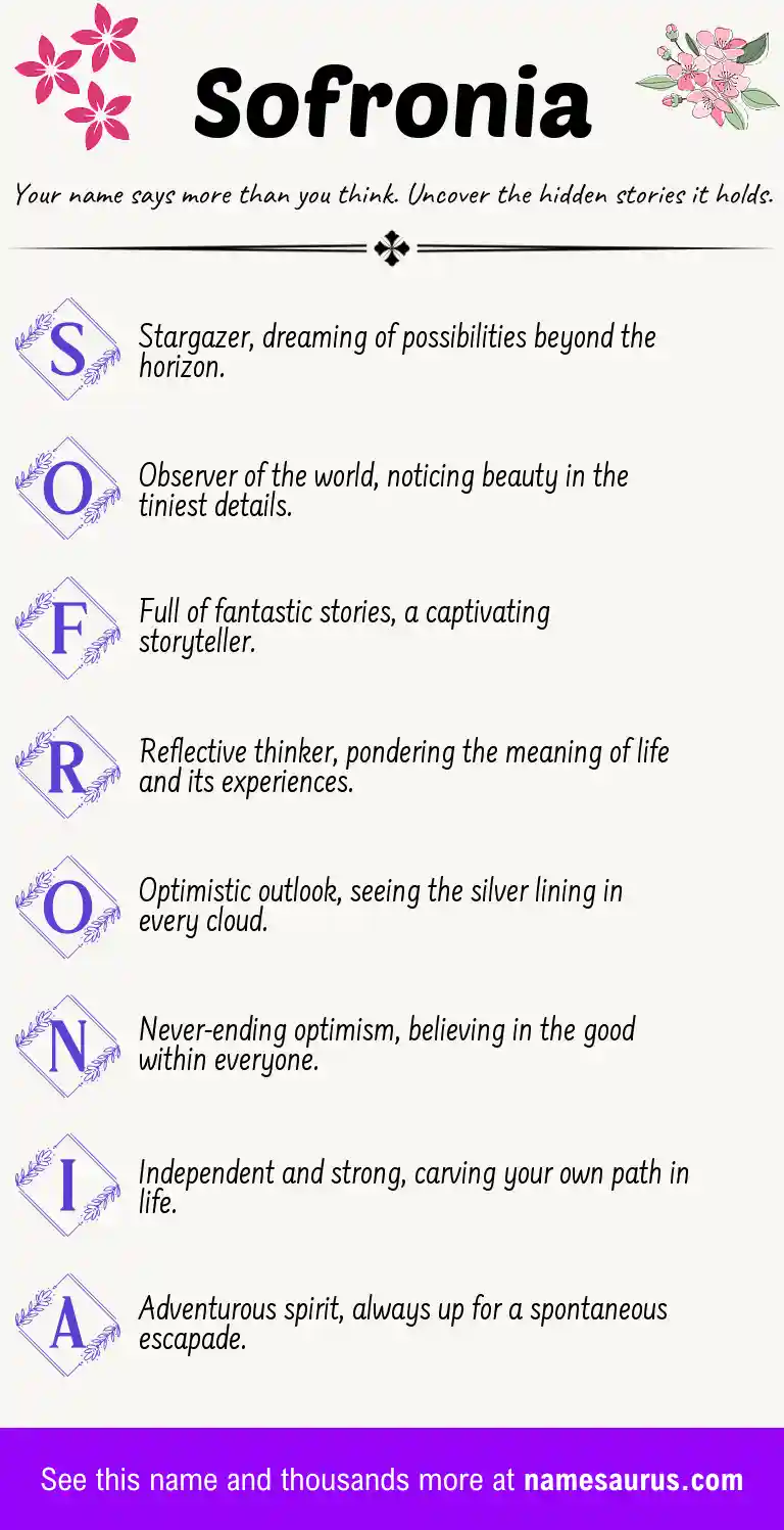Acrostic poem about Sofronia.