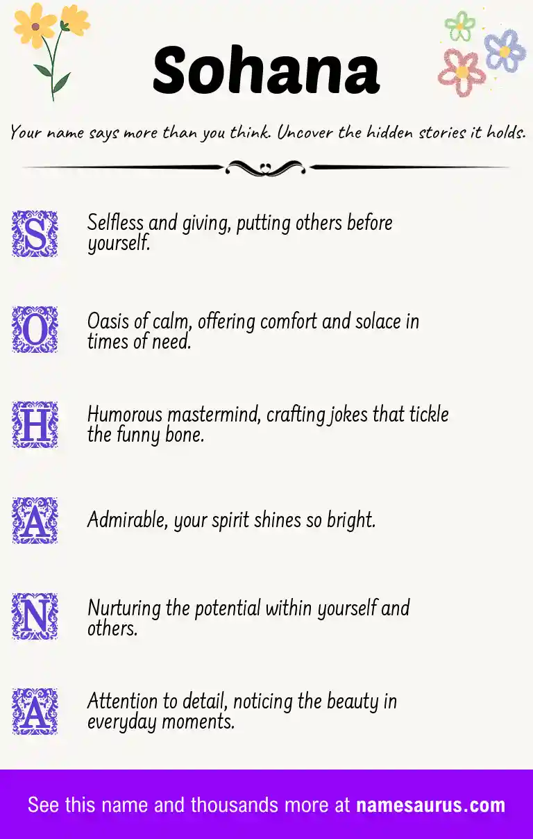 Acrostic poem about Sohana.
