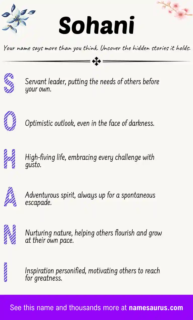 Acrostic poem about Sohani.