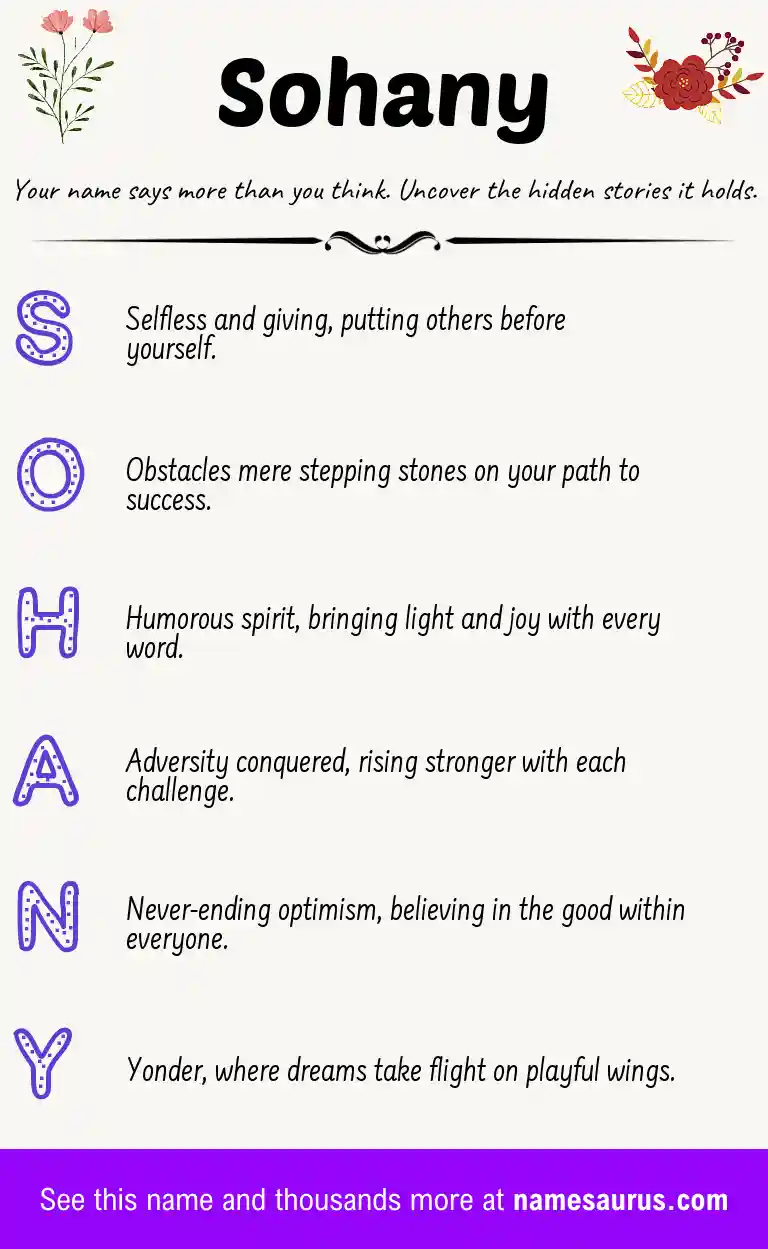 Acrostic poem about Sohany.