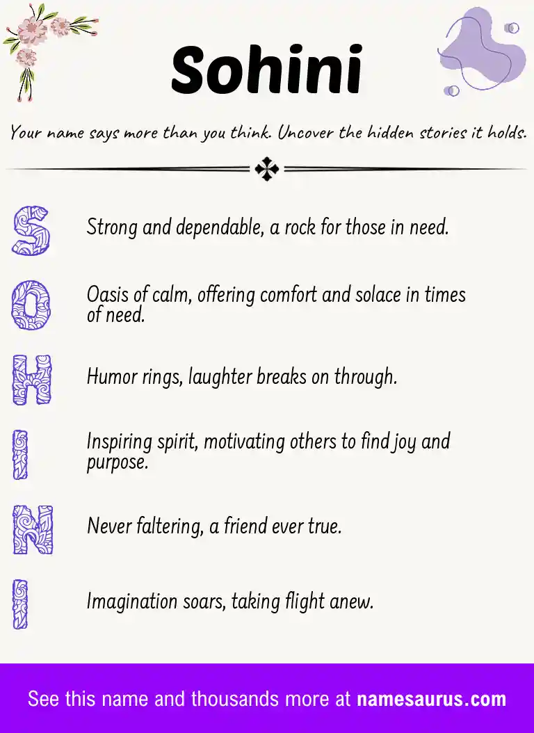 Acrostic poem about Sohini.