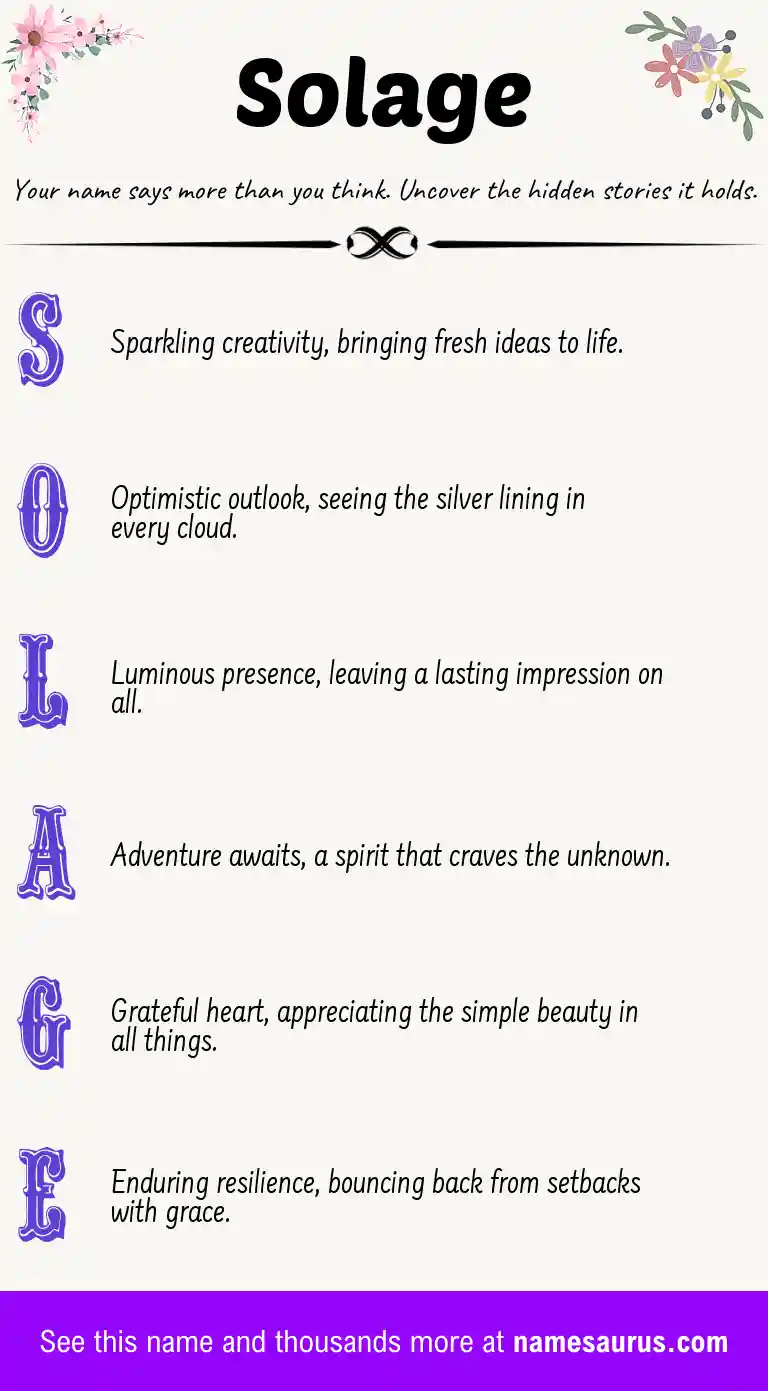 Acrostic poem about Solage.