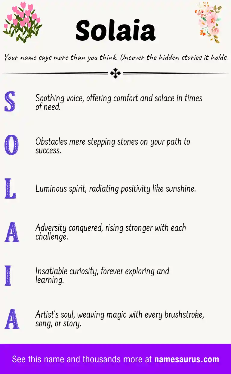 Acrostic poem about Solaia.