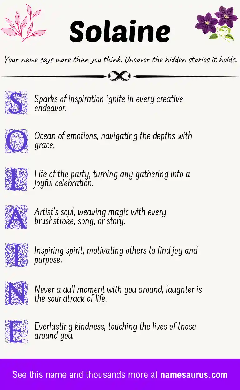 Acrostic poem about Solaine.