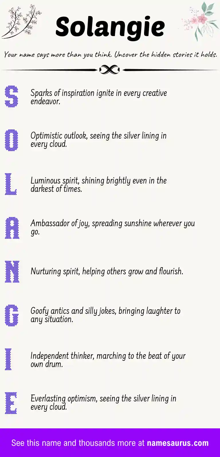 Acrostic poem about Solangie.