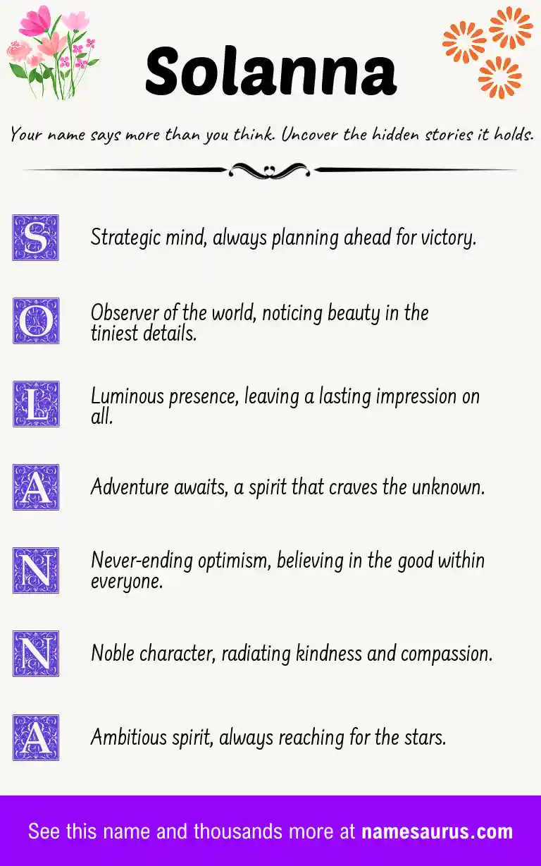 Acrostic poem about Solanna.