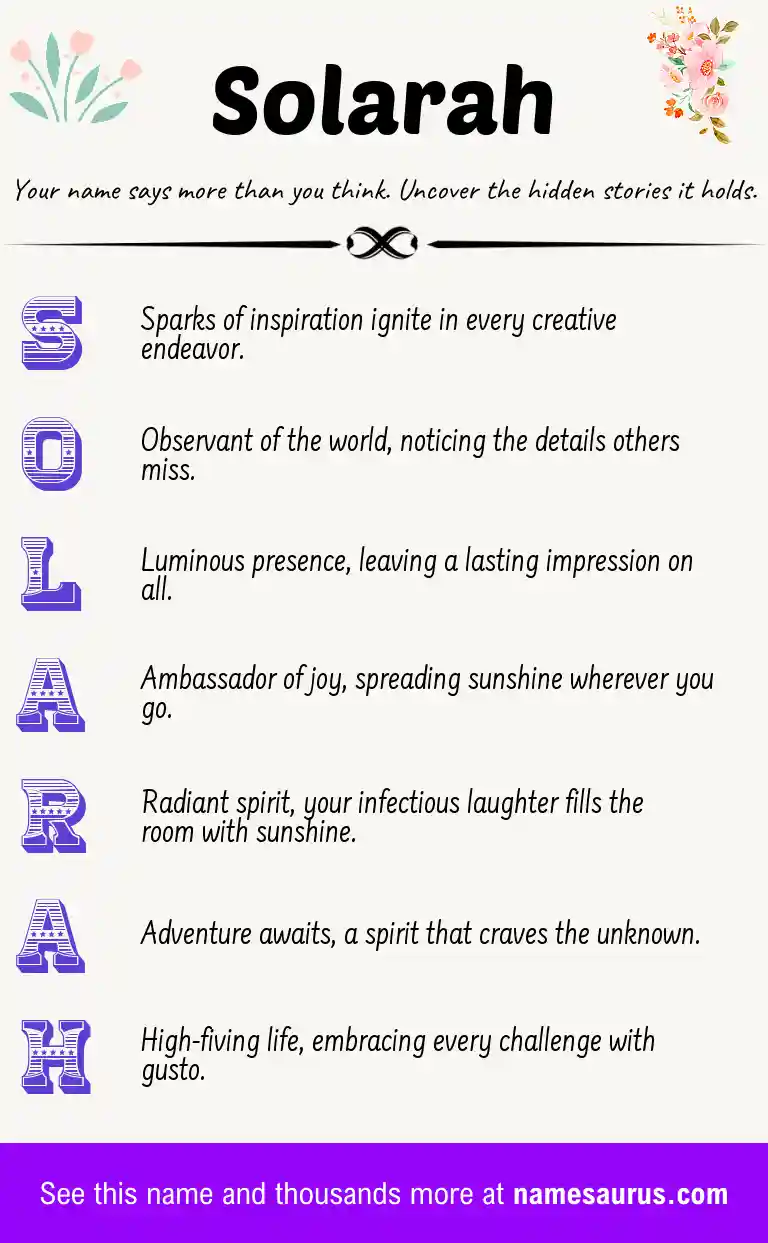 Acrostic poem about Solarah.