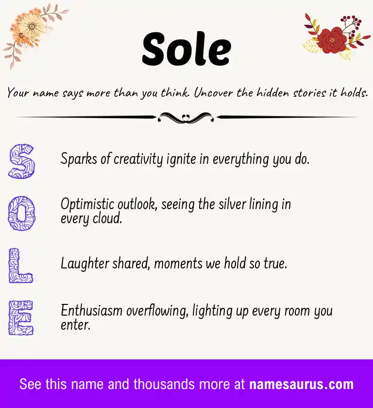 Acrostic poem about Sole.