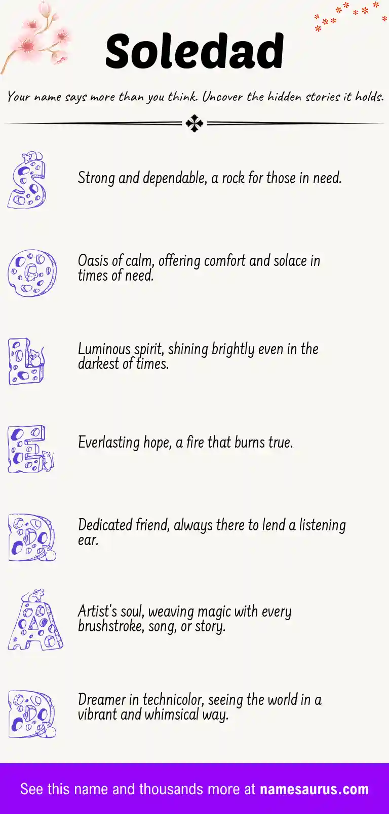 Acrostic poem about Soledad.