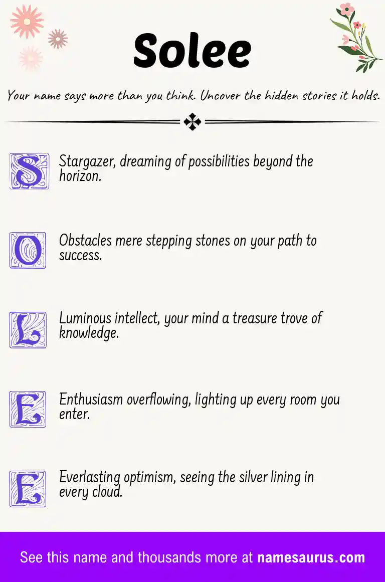 Acrostic poem about Solee.